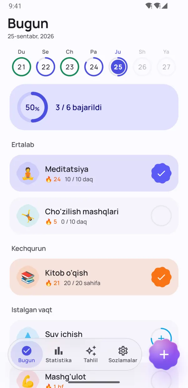 Mustahkam odatlar yarating