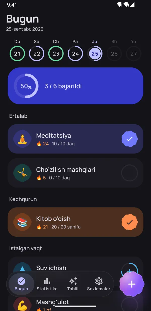 Mustahkam odatlar yarating